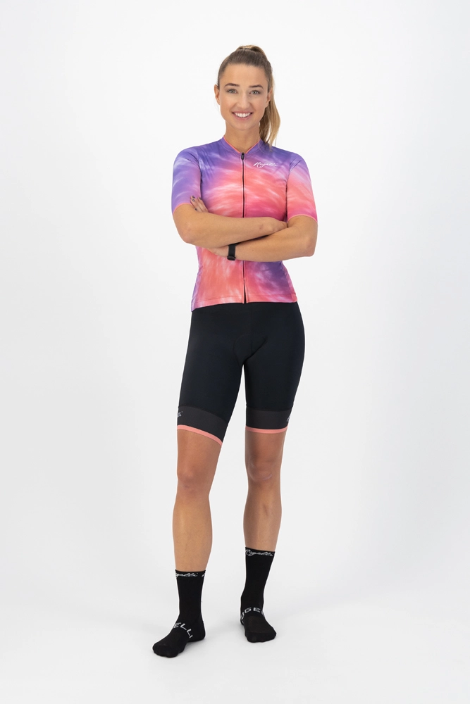 Rogelli Marble Kortærmet Jersey Til Kvinder Lilla / Coral 5 Rogelli Marble Kortærmet Jersey Til Kvinder Lilla / Coral - Billede 3